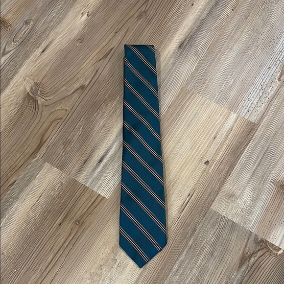 Hardy Amies Teal Striped Tie - Picture 1 of 6